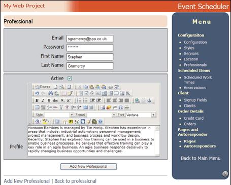 Editing a Professional Profile Figure 6-2 The Location Details Page 1) Click the Professionals hyperlink from the Administration Panel. The Professionals Page (Figure 6-1) will be displayed.