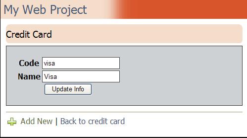 Adding a New Credit Card Figure 9-2 The Credit Card Details Page 1) Click on the Credit Cards link in the left navigation pane