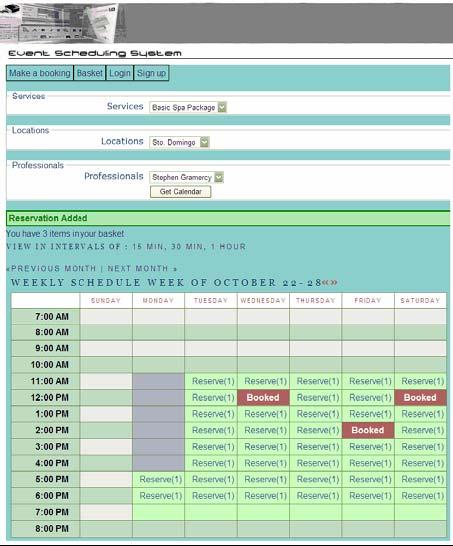 The Add Reservation Page Figure 2-3 The Add Reservation Page The Appointments Calendar within the Add Reservation Page (Figure 2-3) allows site visitors to view the their selected service
