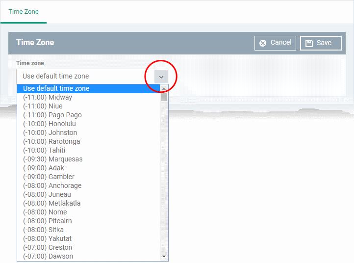 To set your time zone, choose 'Settings' from the left and select 'Portal Setup'.