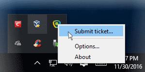 ticket will be created in Service Desk and assigned to the selected department. To submit a support ticket, right click the ITSM agent tray icon and click 'Submit ticket.