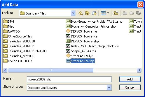 GEOCODING AN ADDRESS DATASET Whenever I start a new map, I always load the town layer first to set the projection to CT