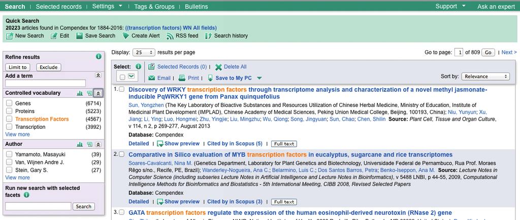 Results page 1 2 3 4 5 6 9 7 8 14 10 11 12 13 1 Articles found: The number of search results is displayed followed by a list of databases searched and a clickable link to the search query that was