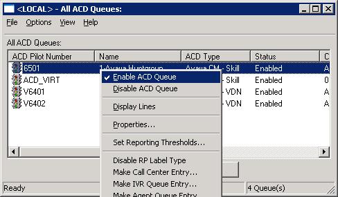 6.3. Enable VDN and ACD/Skill Devices The Phone System screen from Section 6.2 is displayed again. Double-click on ACD Queues to review all VDN and ACD/Skill device information.