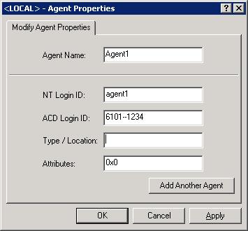 In the Agent Properties screen, enter a descriptive name for Agent Name. For NT Login ID, enter the Windows login name that the agent uses to log into the computer.
