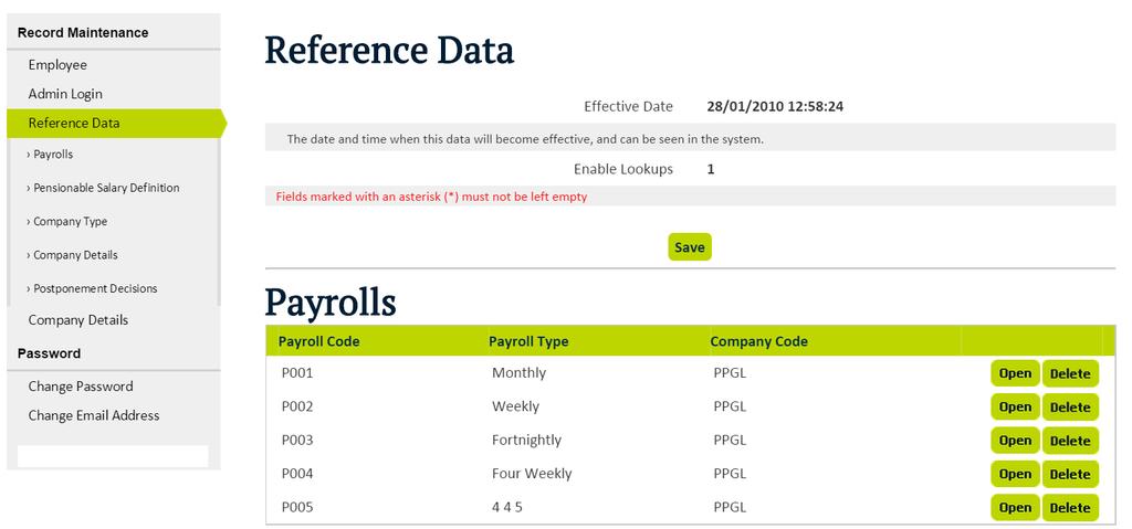 The structure for your payrolls has already been created for you and can be seen in the Payrolls section.