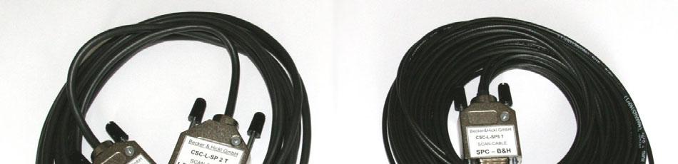 Fig. 5: Scan control cables of the Leica NDD FLIM systems. Left: SP2. Right: SP5. The cables are the only electrical signal connection between the microscope and the FLIM system.