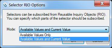 b. Available Values and Current Value (updates the reusable object). Use in Calculations Selectors can be used as elements to create calculations.