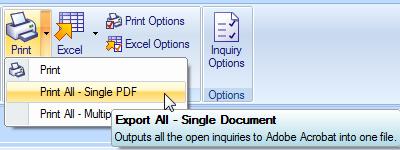 Generate all Reports in a Report Pack Generate all report in a Report Pack by completing the following steps: Ribbon: Home > Documents 1. Click the drop-down next to either the Print or Excel button.