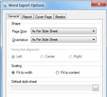 Word Options The Word Options dialog has four tabs. After making your selections, save your report to enable these same options the next time you export to Word.