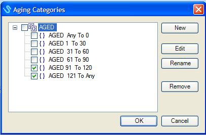 Aging 110.1 Overview Aging functionality allows you to organize your data in date-based categories. Use aging on any template with a date field as in AP, AR, SOP, INV.