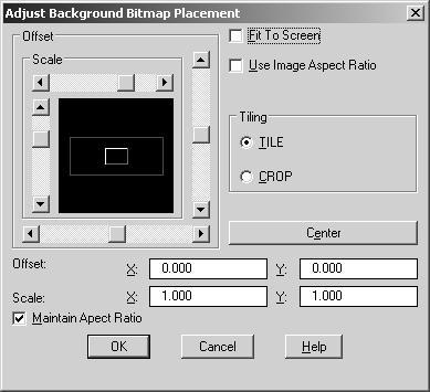 Select a file for an Image Background and Adjust Bitmap properties We can also adjust the properties of the Background Image Adjust Scale and Offset for a Background