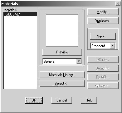 GD21-3 Accessing Materials You can access the Materials Dialog from the Render Toolbar AutoCAD includes a library of materials to get you started; however we can easily create or customize our own