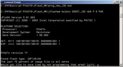 The JFlash utility will automatically recognize the Flash type installed on the