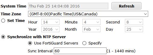 System Administration Working with system dashboards Configure the following settings: System Time Refresh Time Zone Set Time Synchronize with NTP Server Enable NTP Server The current system date and