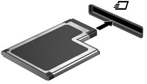 2. Insert the card into the ExpressCard slot, and then push in on the card until it is firmly seated. You will hear a sound when the device has been detected, and a menu of options may be displayed.