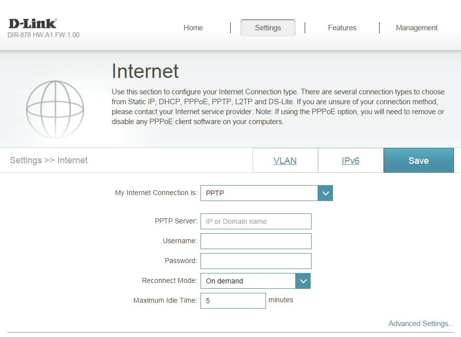Section 4 - Configuration PPTP Choose PPTP (Point-to-Point-Tunneling Protocol ) if your Internet Service Provider (ISP) uses a PPTP connection. Your ISP will provide you with a username and password.