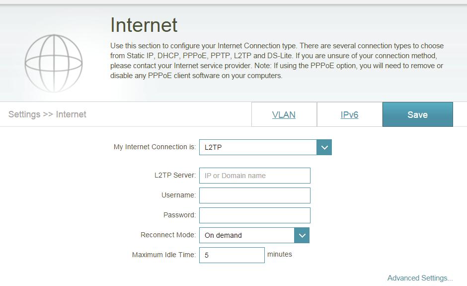 Section 4 - Configuration L2TP Choose L2TP (Layer 2 Tunneling Protocol) if your Internet Service Provider (ISP) uses a L2TP connection. Your ISP will provide you with a username and password.