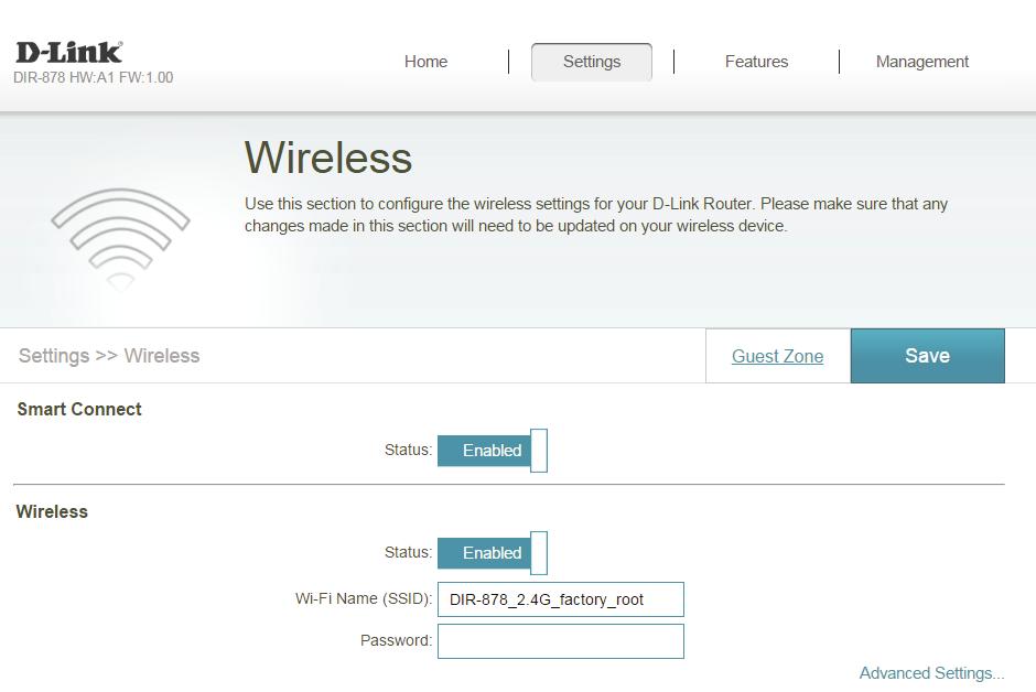 Section 4 - Configuration Smart Connect Wireless From this page you can configure your wireless network settings.