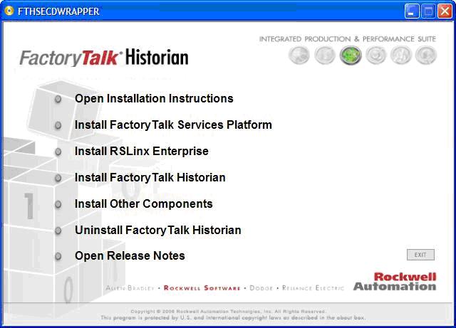 2 Installing FactoryTalk Historian SE Installation Options Screen Insert the FactoryTalk disc into your CD drive.