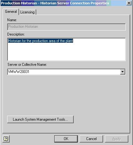 FactoryTalk Historian SE Installation and Configuration Guide Historian Server Properties Changes can be made to an existing Historian server using the Historian Server Properties dialog box.