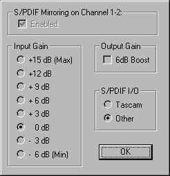 Digital Format This is set to S/PDIF by default and cannot be changed. Ch 1-2 (Format) This setting is different than the Ch 1-2 Format in the WaveDriver Settings dialog.