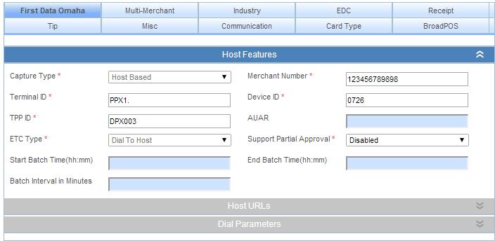 Multi-Merchant Setup First Data Omaha First Data Omaha Tab On the Processing Host tab (First Data Omaha) under Merchant Parameters: