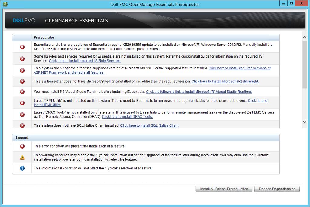 Dell EMC OpenManage Essentials Prerequisites page 2.