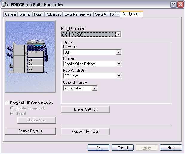 This can be found in Start Printers and Faxes and then the Properties of the print driver,