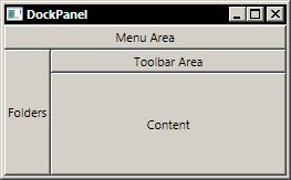 Dock='Top'>Menu Area</Button> <Button DockPanel.Dock='Top'>Toolbar Area</Button> <Button DockPanel.