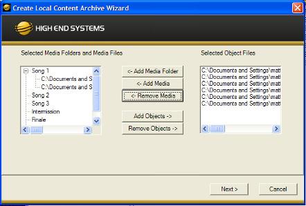 Archiving User Content An Archive/Image is a compressed file used to store media files, folders and object files along with valid identification DMX values.