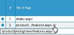 Click the Options ( ) icon beside a web page (Figure 15) and then select the Change Display Name icon ( ) from the drop-down menu.