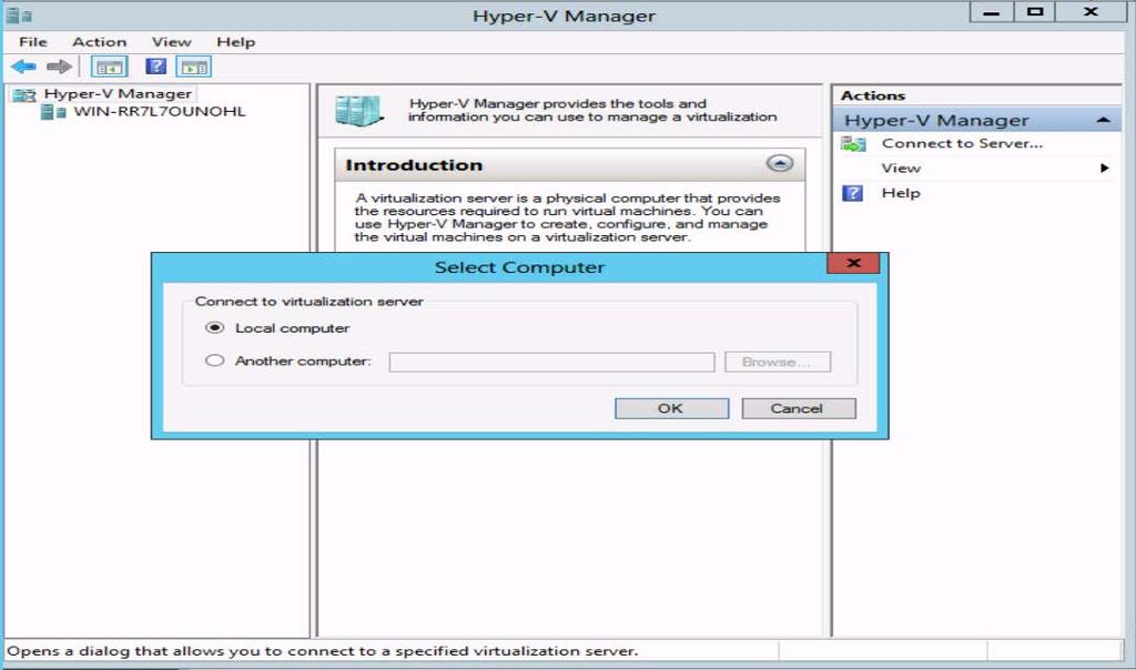 Enabling SR-IOV on the adapter 1. From the Server Manager menu bar, select Tools-> Hyper-V Manager. 2.
