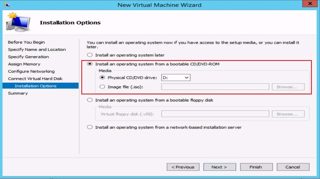 8. On the Connect Virtual Hard Disk screen, specify the size of the hard disk for the VM, and then click Next. 9.
