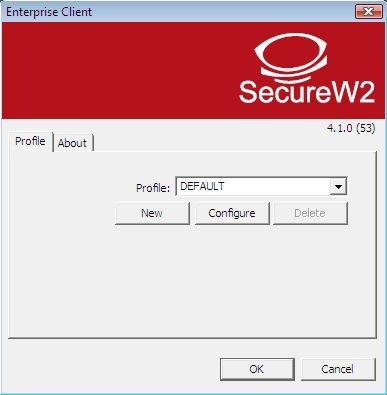 1 SecureW2 TTLS and PEAP Configuration 1.1 Profile SecureW2 uses profiles to configure the TTLS and PEAP methods. This window allows you to create, edit and delete profiles as you wish.