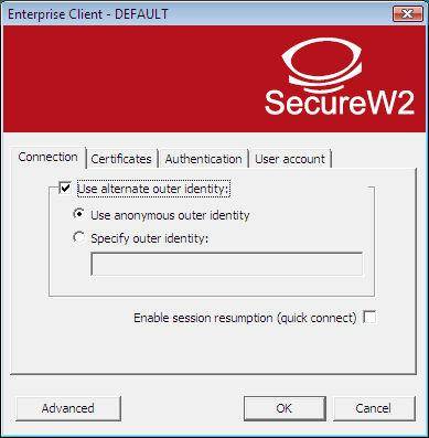 1.2 SecureW2 Profile Configuration After creating a new profile or when you wish to configure an existing profile you will be presented with the SecureW2 Profile Configuration window.