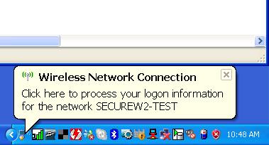 4 Connecting to the Network As soon as you have configured SecureW2, the authentication procedure for connecting to the network will start automatically. 1.4.1 Windows XP and Vista User Interface