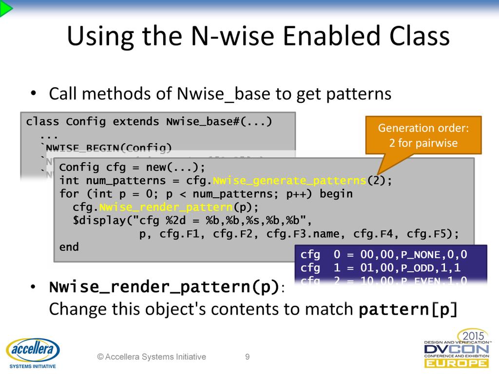 Now we need to use the N-wise enabled class to generate test cases. There is an N-wise generator object instantiated in our Nwise_base class, but it is not directly accessible to users.