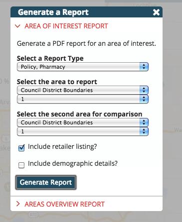 Click on the title of your desired report type or the arrow next to the title to expand a section of report options.