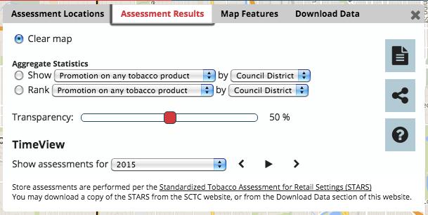 Assessment Results The Assessment Results tab shows aggregate statistics on the assessment question items by a certain geographic boundary.