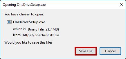 You will be prompted to save the OneDrive Sync Client to your computer.