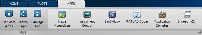 Dataset Loading and Setup TMSEEG is initialized by selecting the app from the MATLAB apps toolbar.