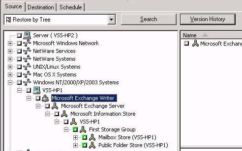 Microsoft Exchange Writer Restore Transportable VSS Backups Perform the following steps to restore a transportable VSS backup of the Microsoft Exchange Writer: 1.