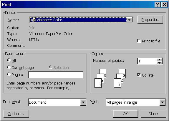142 CHAPTER 13: IMPORTING, EXPORTING, AND PRINTING You will see a dialog box similar to the following. (This dialog box is from Microsoft Word.) 3.