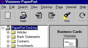 VIEWING ITEMS IN PAGE VIEW 19 To view a PaperPort item in Page View: In Desktop View, double-click the item that you want to see in Page View, such as a scanned business card.