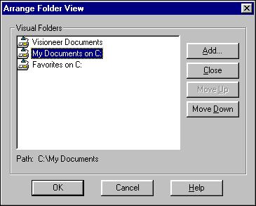 ADDING AND REMOVING FOLDERS FROM FOLDER VIEW (PAPERPORT DELUXE ONLY) 33 Note: You can also remove a folder by choosing Arrange Folder View from the File menu, selecting a folder in the dialog box