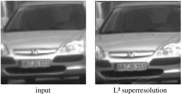 8 Fig. 6. A comparison between L 2 -norm and one image from the sequence [21] upscaled by factor 2 shows obvious spatial resolution improvement.