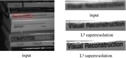 9 Fig. 8. While the L 2 -norm allows a restoration of the image which is visibly better than the input images, the L 1 -norm preserves sharp discontinuities even better.