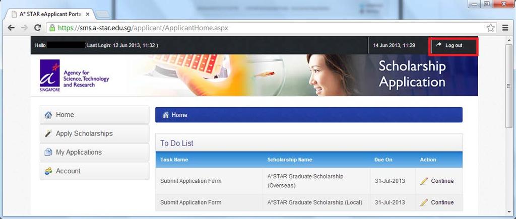 The Message History below the To Do List keeps track of all the activities in the applicant portal relevant to your
