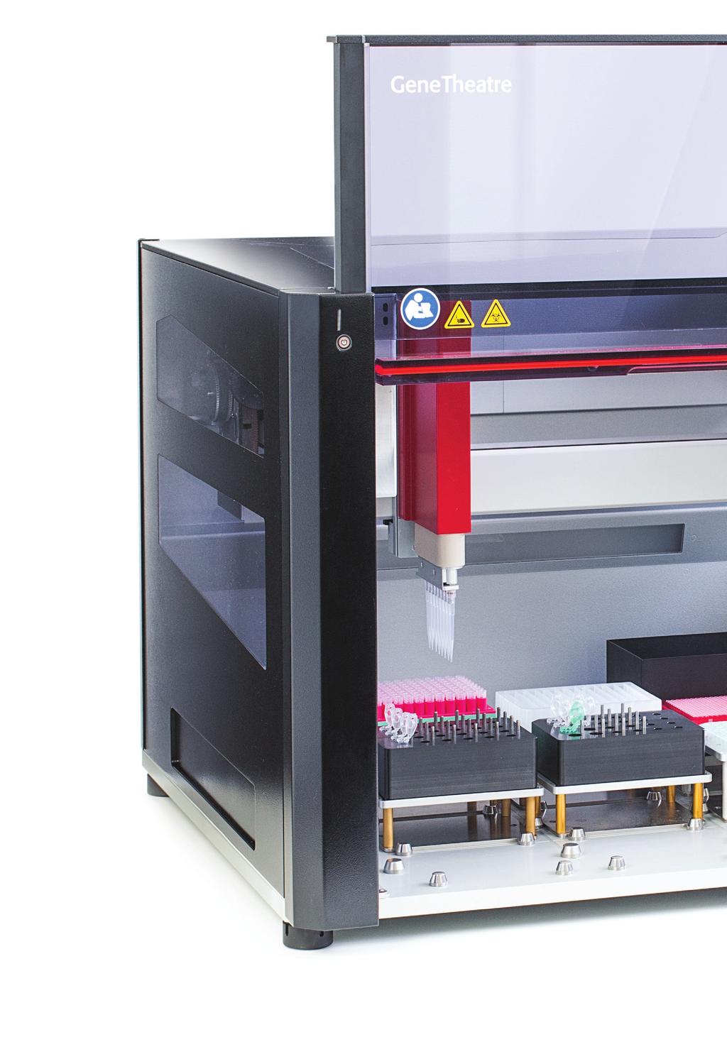 2 GeneTheatre Automated pipetting routines: easy and fast. The use of the GeneTheatre greatly simplifies all pipetting routines within the low to medium throughput range via disposable tips.